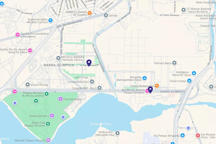 Mapa com a localização do empreendimento Patrimar no Rio2: Grand Quartier
